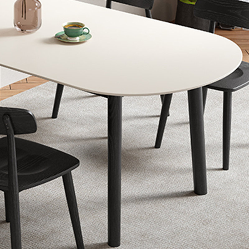 Table de salle à manger en pierre avec pieds en bois de frêne massif, H 29,5 po x L 55,1 po x l 31,4 po