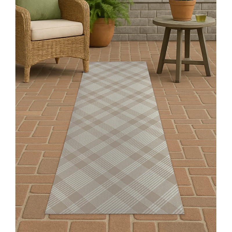 Tapis d'extérieur antidérapant Lily Tartan, Tapis de couloir 2 pi 6 po x 8 pi