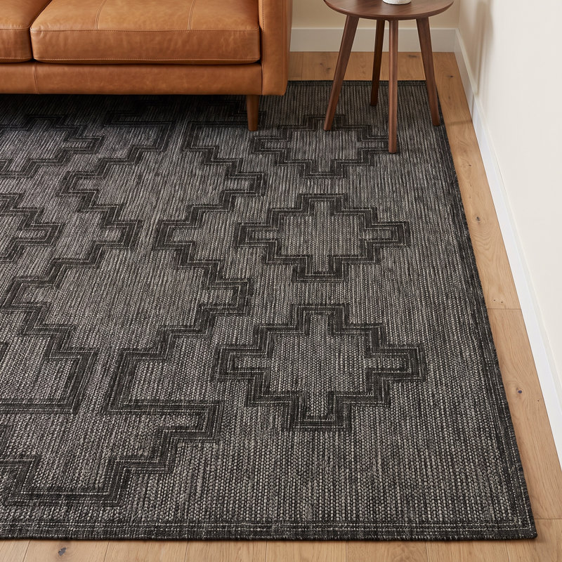 Tapis intérieur / extérieur gris anthracite Ava, Rectangle 8 pi x 10 pi