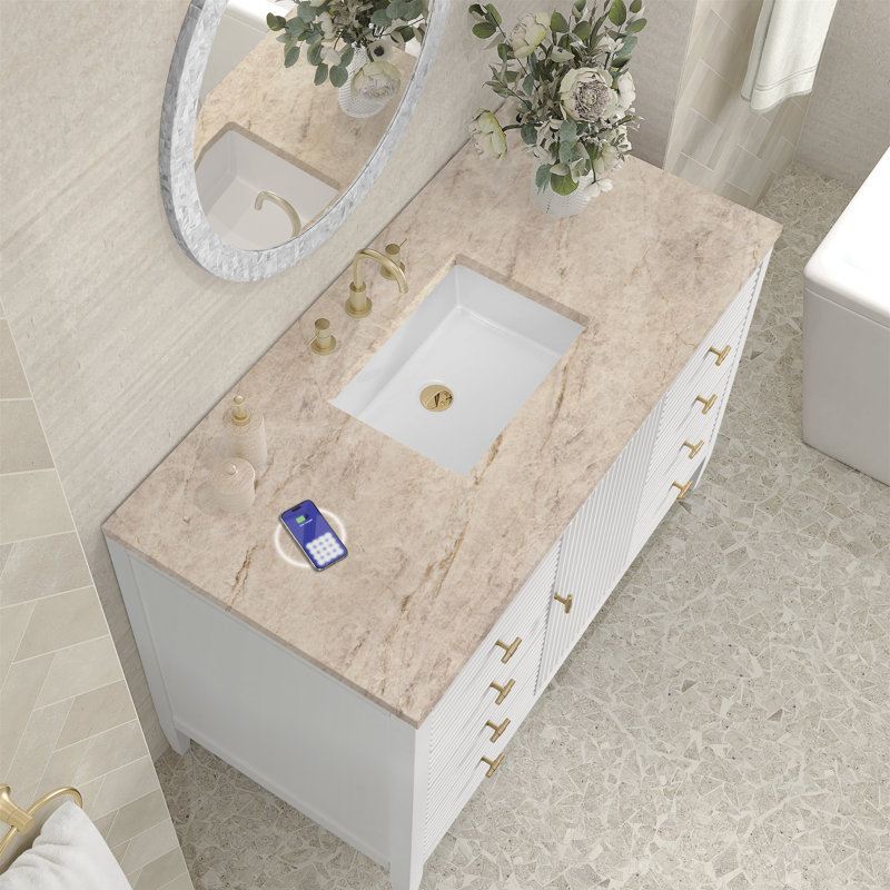 Myrrin 48 in. Single Vanity, Bright White, Tajnar Eclos