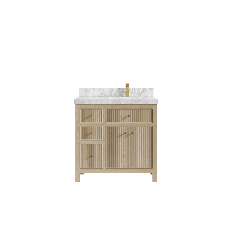 Ensemble de meuble-lavabo simple 36 po, Naturel, 36", Marbre de Carrare