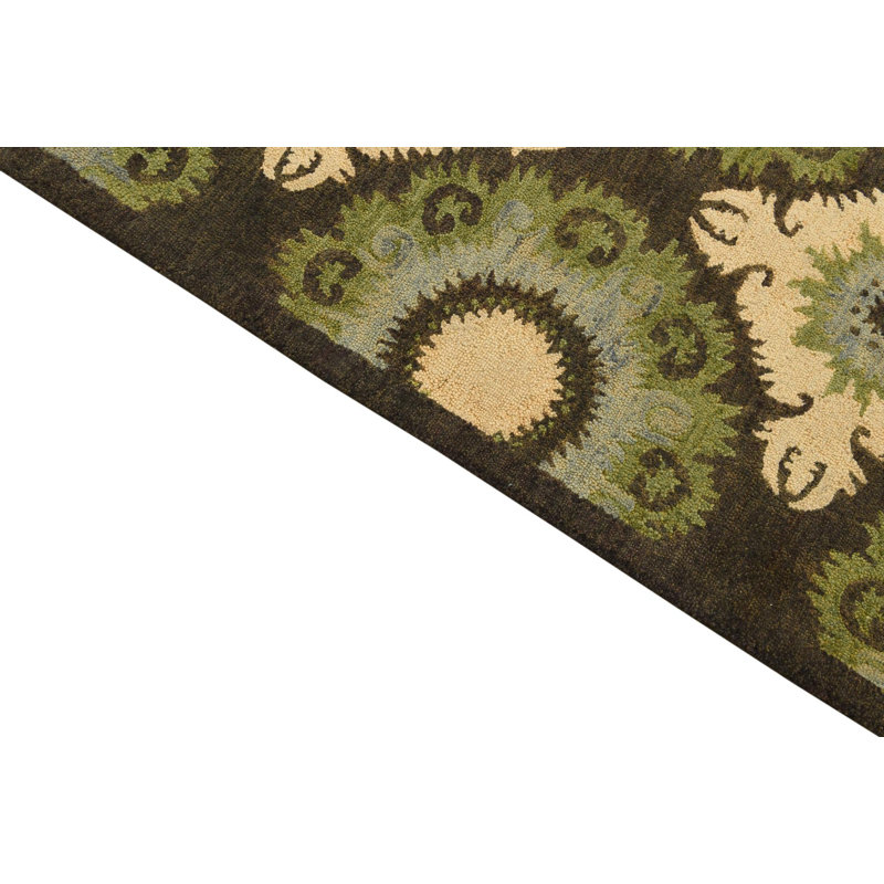 Tapis noir et vert Parris