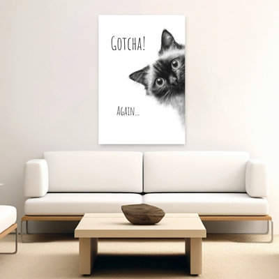 Gotcha Peeking Kitten Contemporary Cat Wall Art Print