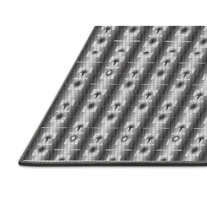 Tapis noir/blanc cassé tissé à la machine, Rectangle 7 pi x 9 pi