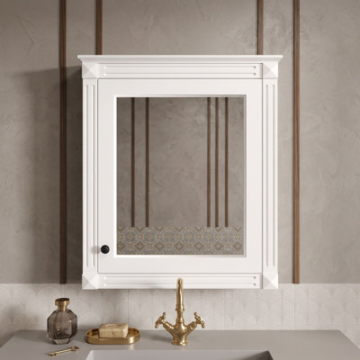 Armoire à pharmacie murale pour salle de bain avec miroir et étagères ajustables, porte