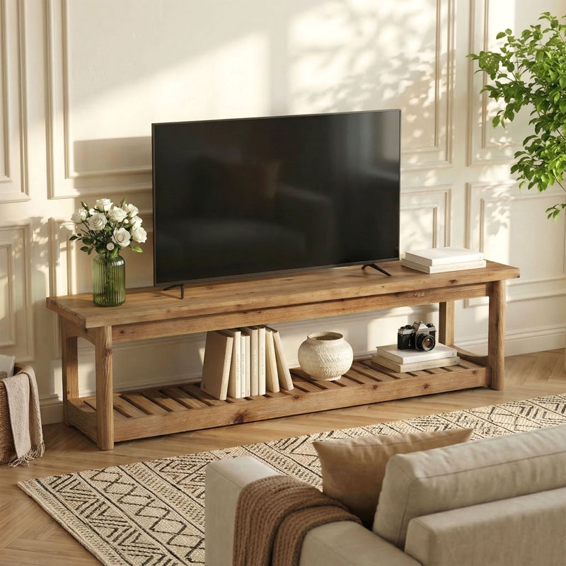 Meuble télé en bois avec rangement ouvert