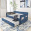 Lit de jour bleu tapissier simple avec couchette, tissu en velours, aucun sommier requis, conception simple et confortable