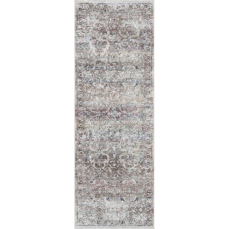 Jaelyne Boho Machine Washable Green Oriental Area Rug, Runner 2'7" x 10'