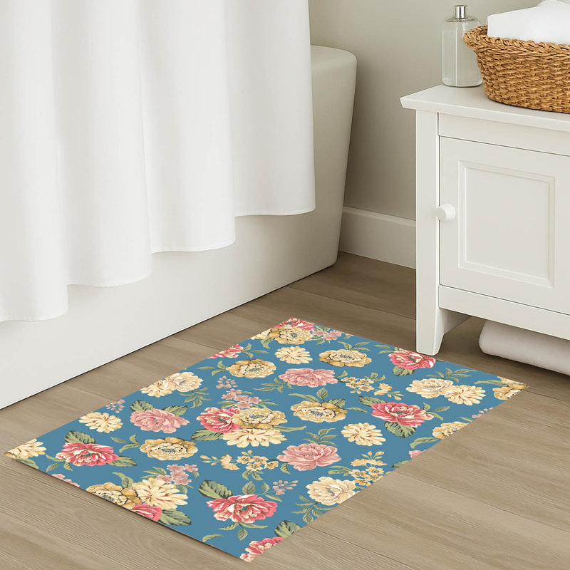 Tapis de bain Myah Catherine, Bleu, Rectangle - L 34 po x l 21 po