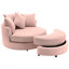 Fauteuil d'appoint rose pivotant à 360 degrés en tonneau pivotant avec repose-pieds et coussins de rangement
