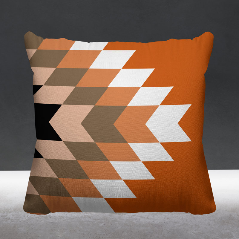 Coussin décoratif intérieur / extérieur Bimisi Southwestern, L 15 po x H 15 po, Orange