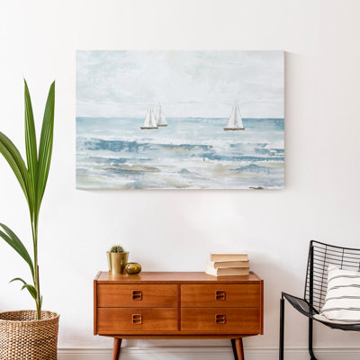 Paysage marin abstrait peint, reproduction sur toile tendue
