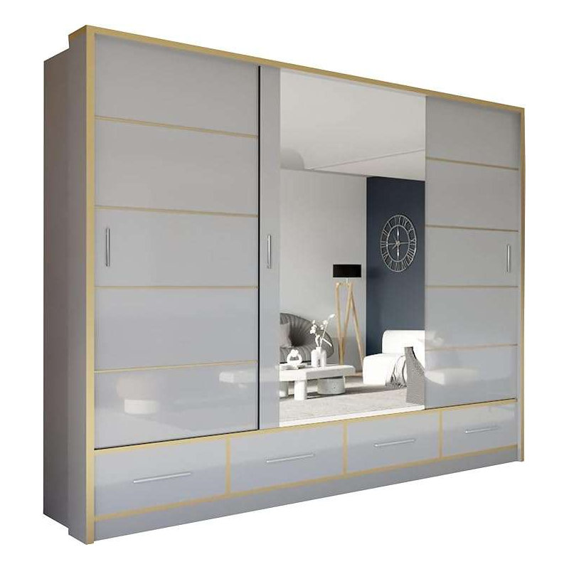 Bayardo 3 Door Manufactured Wood Wardrobe, Gray