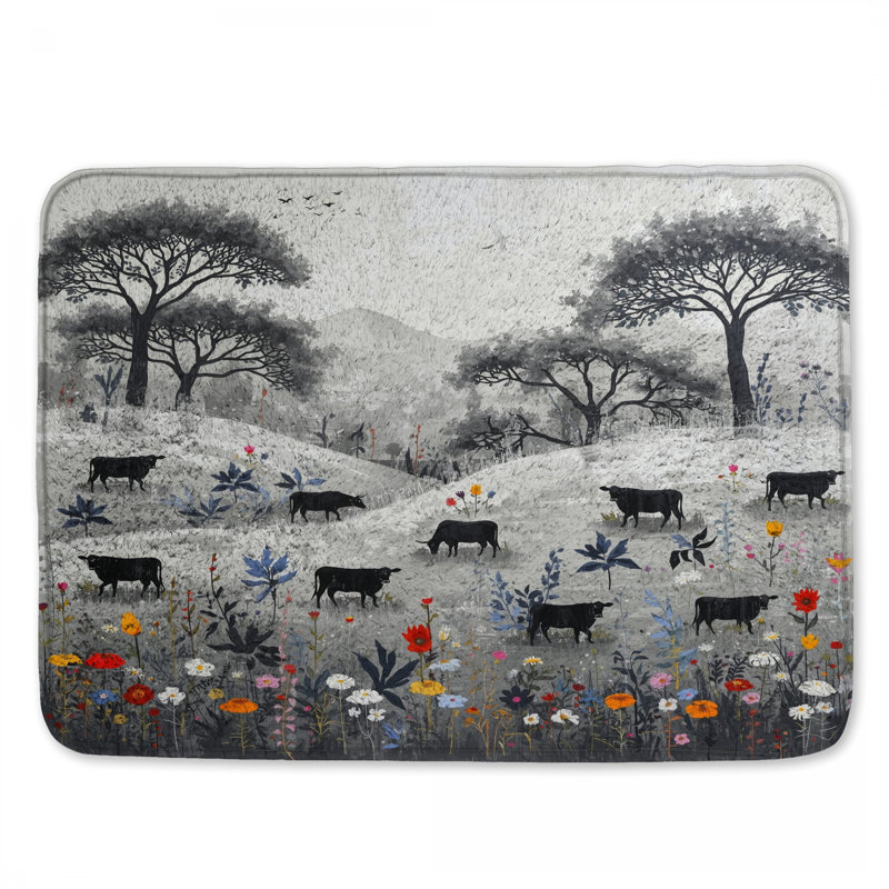 Tapis de bain Cows In Black, L 24 po x L 17 po