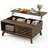 Lift Top Coffee Table with Storage, Mid Century Modern Coffee Table with Slatted Sliding Door and Hidden Compartment, 35.4'' Coffee Table with Lifting Top, Coffee Tables for Living Room, Walnut