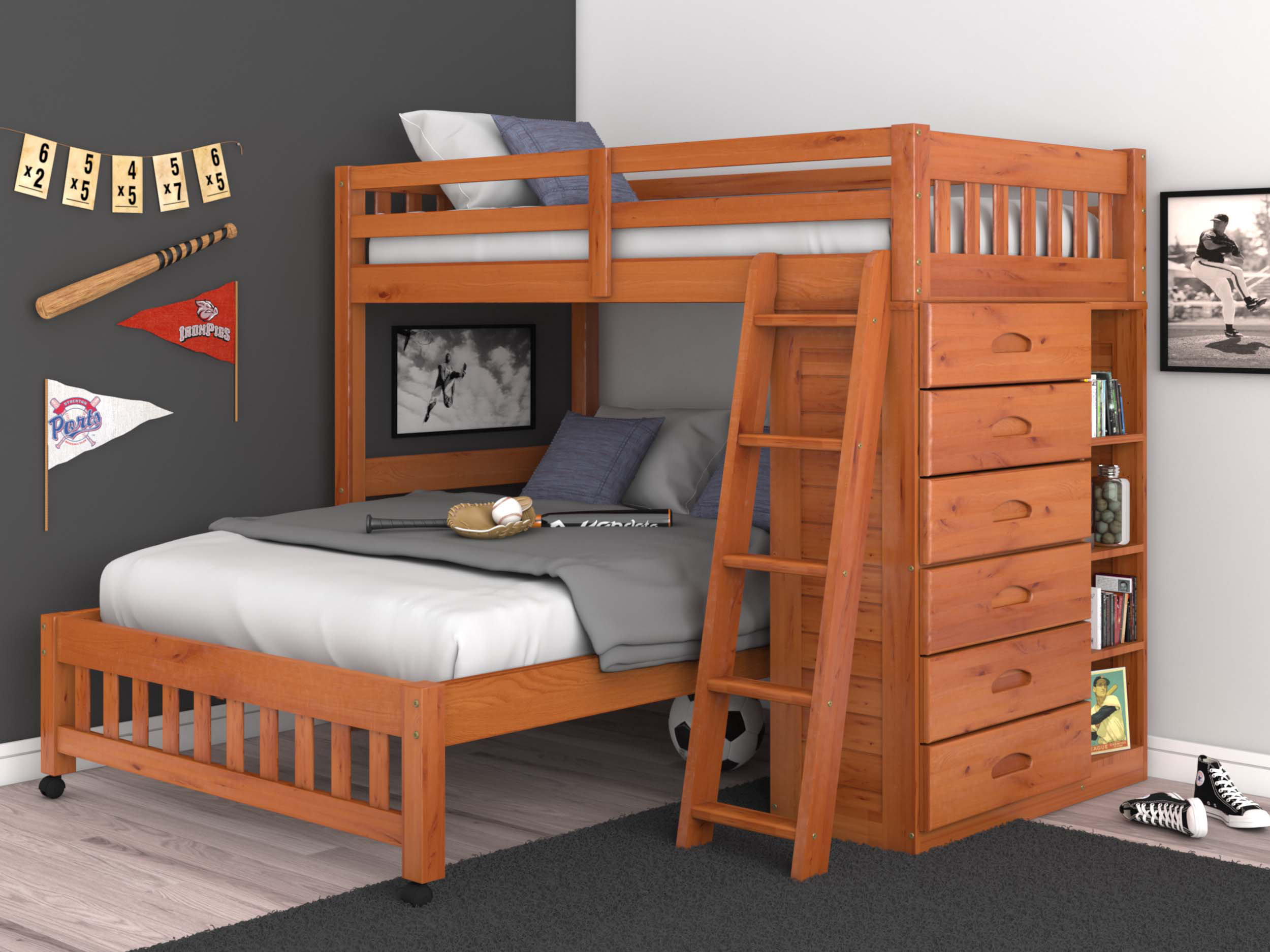 Bunk bed best sale with dresser