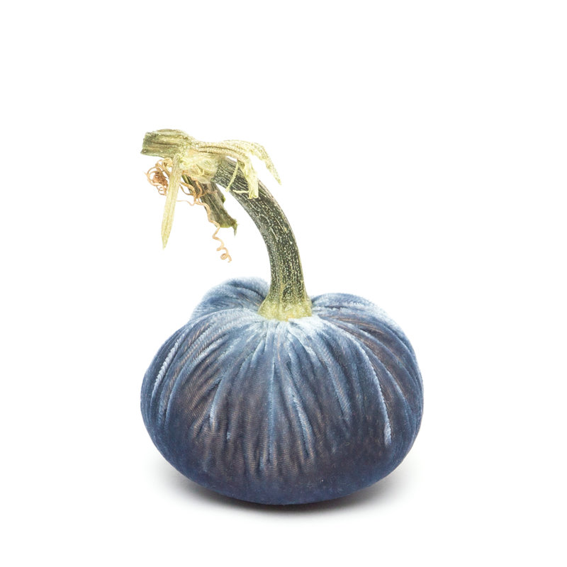 Denim Silk Velvet Pumpkin, 7'' H X 5'' W X 5'' D