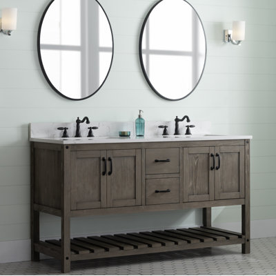 Radstock 60'' Double Bathroom Vanity with Engineered Quartz Top