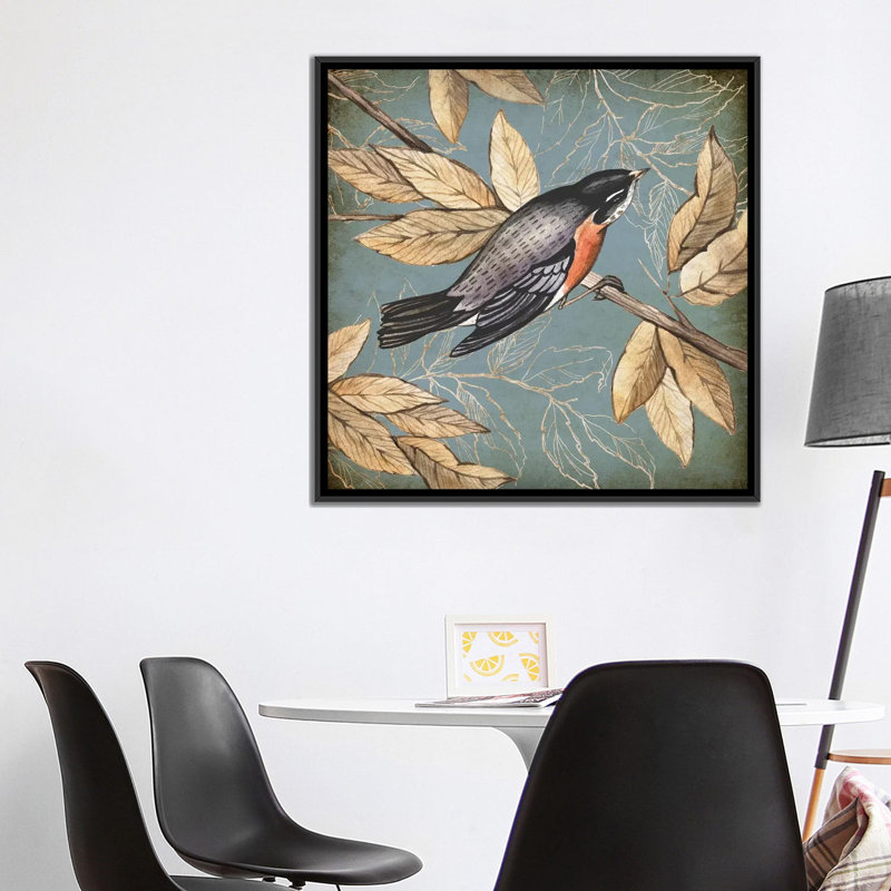 « songbird fable i », impression sur toile, H 18 po x l 18 po x P 1,5 po, Toile avec cadre noir, Pas de tapis