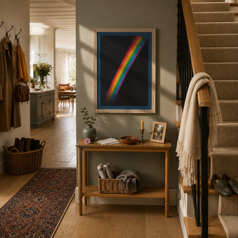 Rainbow Through Stars Modern - Framed Print, Oak, A3 - 42.0 x 29.7 cm