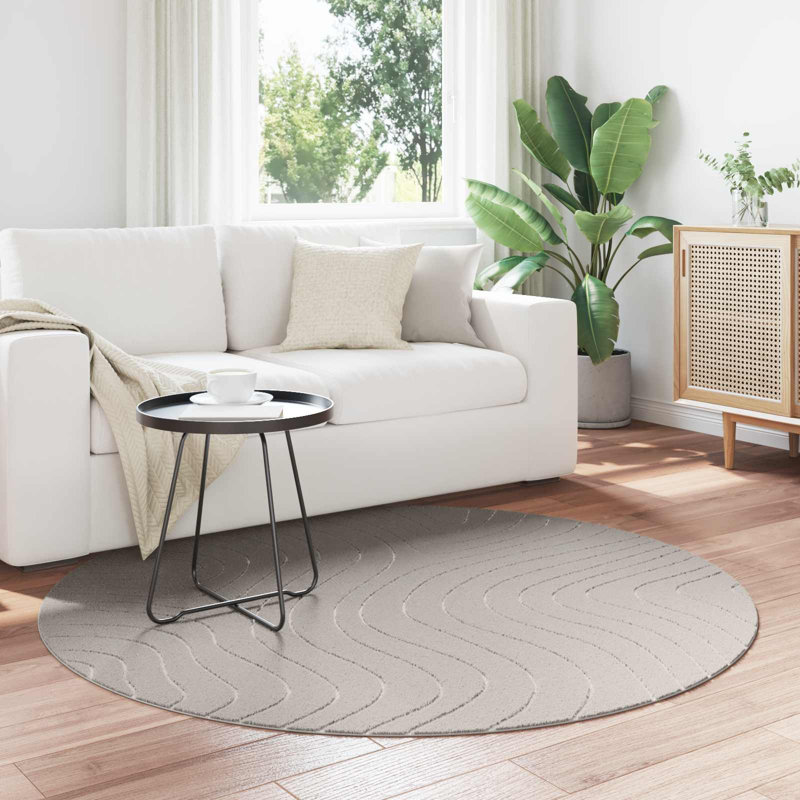 Modern Indoor and Outdoor Rug, Cream, Round 160 cm