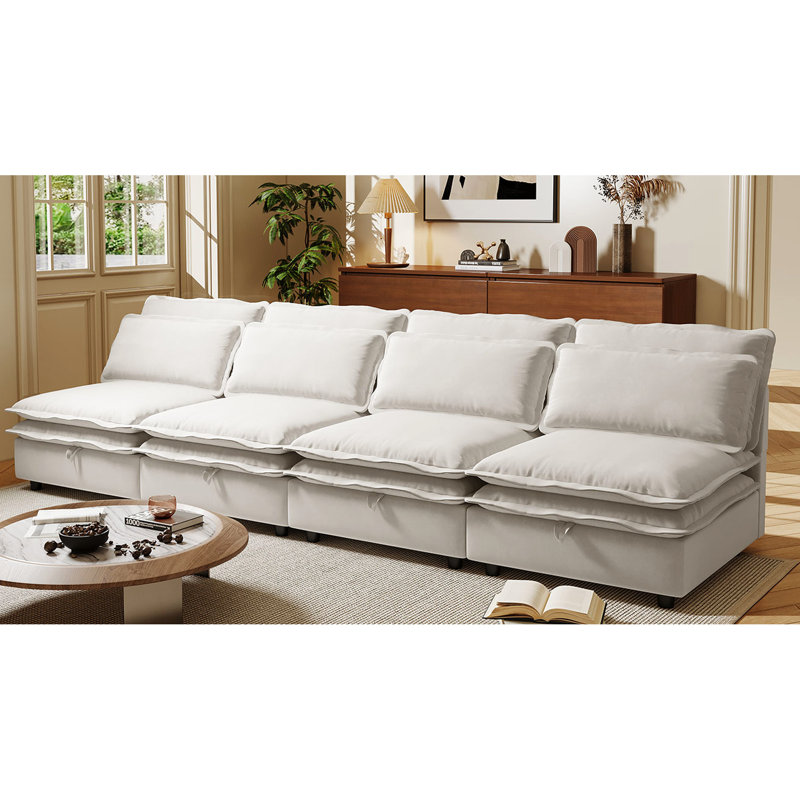 Modulaire 4 avec rangement et coussins moelleux à double couche - beige Ustyle Space, Beige