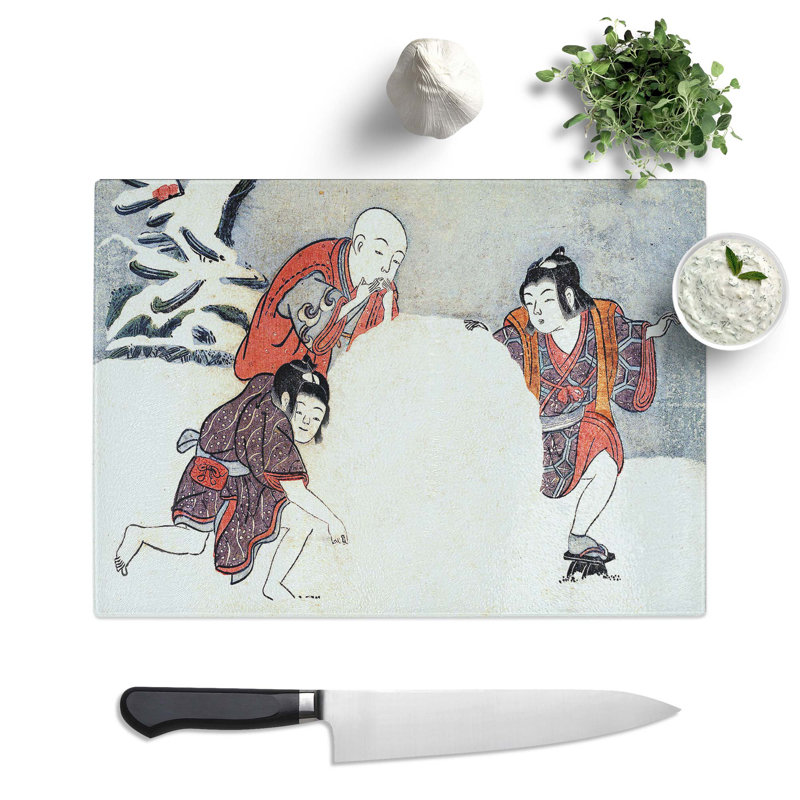 Tempered Glass the Snow Ball by Harunobu Suzuki Chopping Board, 39 cm x 28.5 cm