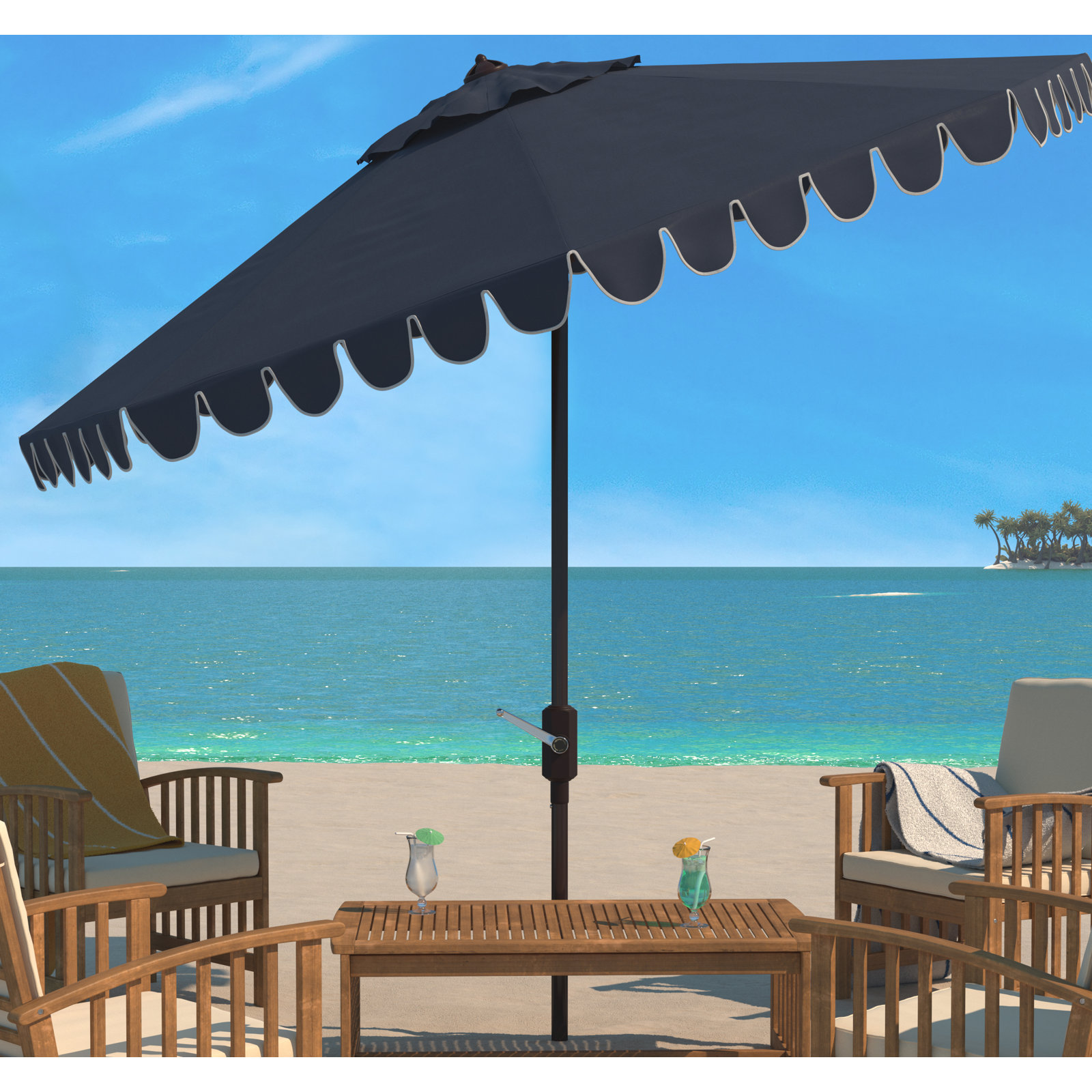 Teo 10.8' Umbrella, Navy/White
