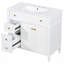 Meuble-lavabo de salle de bain avec lavabo, armoire en bois massif blanc, tiroir rabattable, portes à fermeture en douceur et poignées dorées pour une élégance moderne-636176998