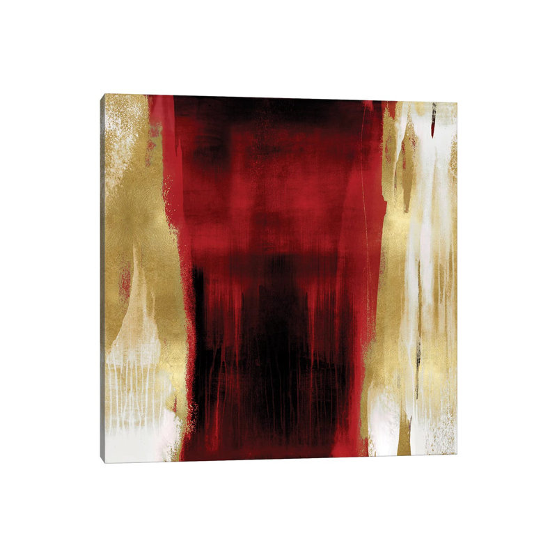 Free Fall Red With Gold II by Christine Wright - Wrapped Canvas Painting, 93.98 cm H x 93.98 cm W x 3.175 cm D