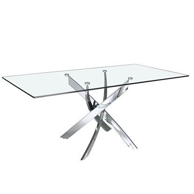 Rectangular tempered glass and dining table