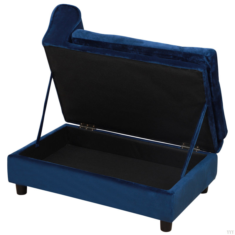Lit de luxe pour chien avec rangement caché Pawhut, Bleu