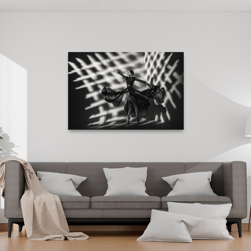 " Graceful Ballet Dancer In Dramatic Elegant Ethereal Wall Art Print " by Georg Scharf, H 40 po x l 60 po