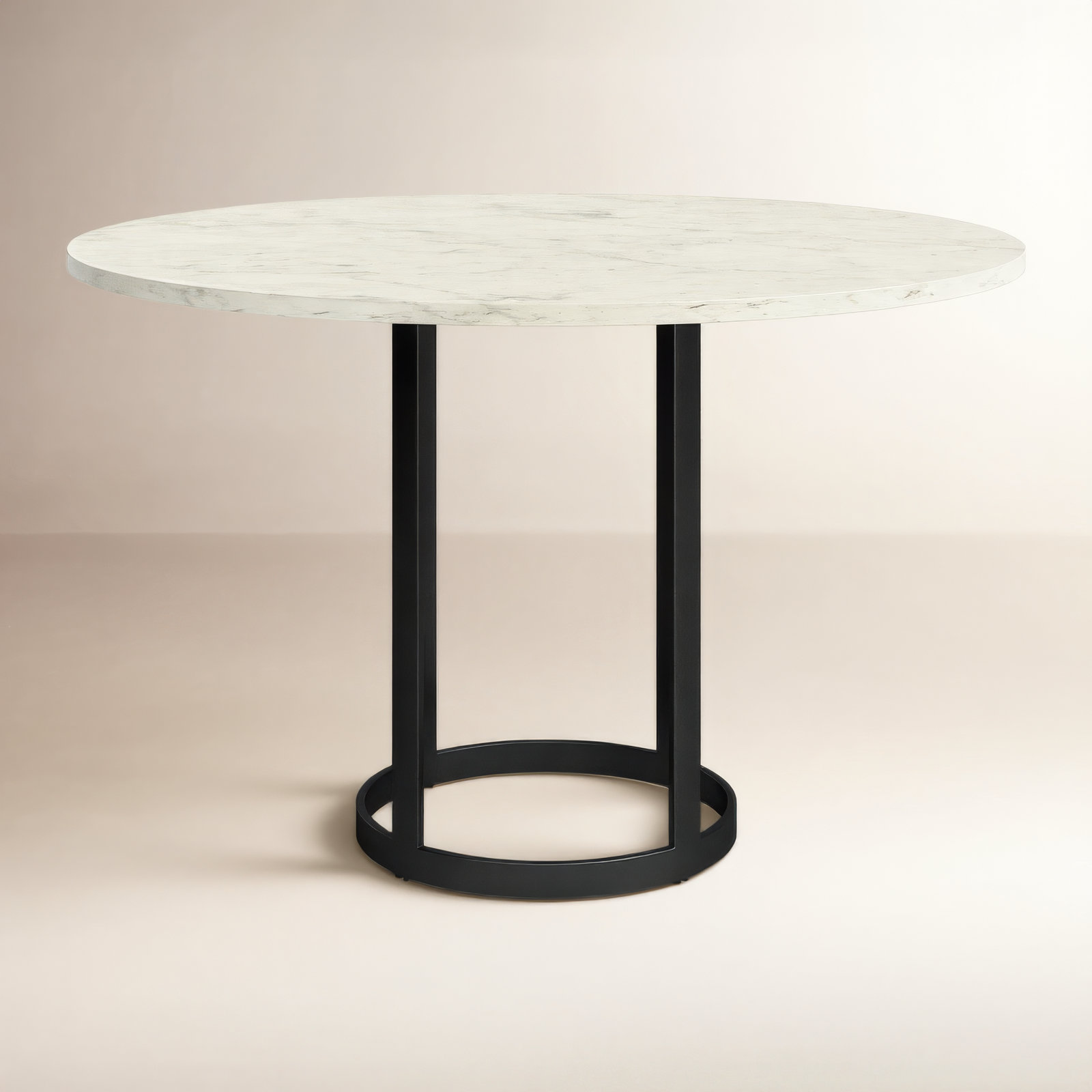 Wainwright Round Marble Dining Table, Black, 48" x 48", Standard Height ( 30" Height)