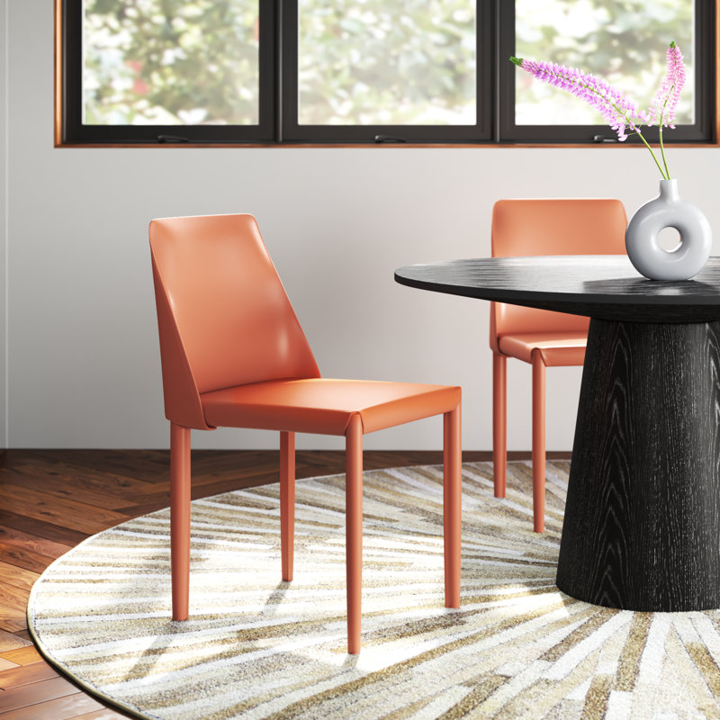 Chaise rembourrée en cuir Rebbeca Bridle, Orange
