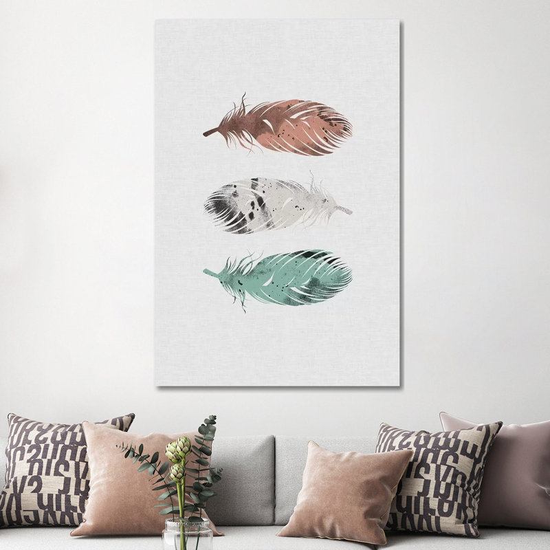Pastel Feathers by Orara Studio - Wrapped Canvas Print, 152.5 cm H x 101.5 cm W