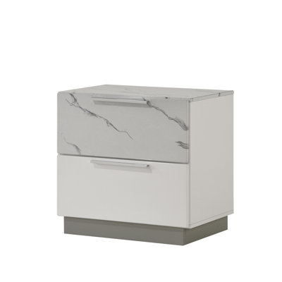 Chic Modern Nightstand with Two Smooth - Operating Drawers, Velvet - Lined Interior, and Compact Elegant Design for Bedroom Convenience
