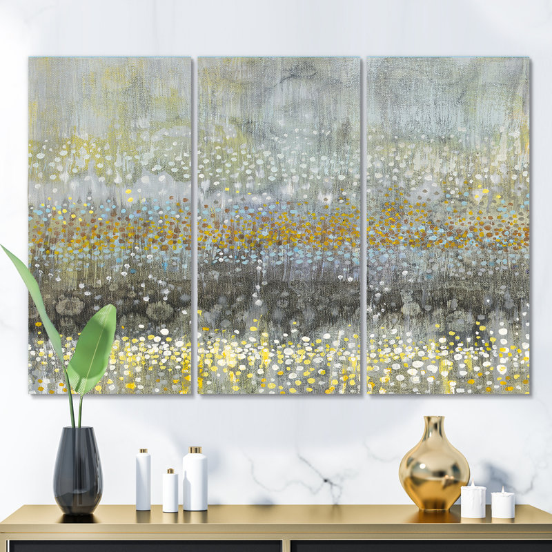 " Glam Rain Abstract III " 3 - Pieces Painting Print, 28" H x 36" W x 1" D