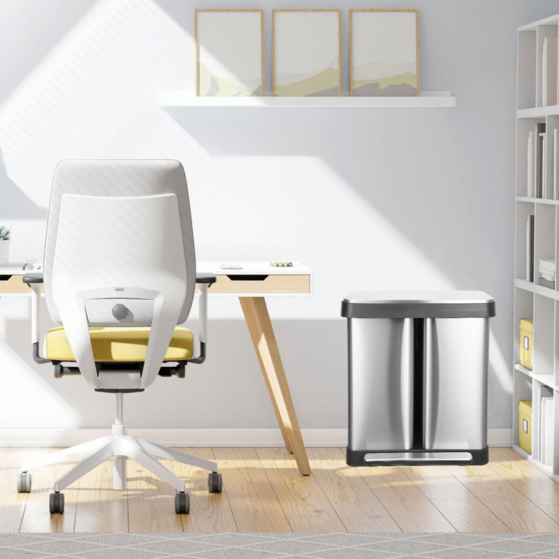 19 Gallon (36L+36L) Trash Can, Fingerprint Proof Stainless Steel Kitchen Garbage Can