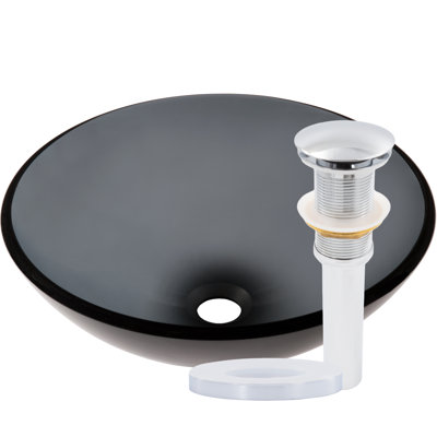 Novatto 16.5'' Black Glass Circular Bathroom Sink