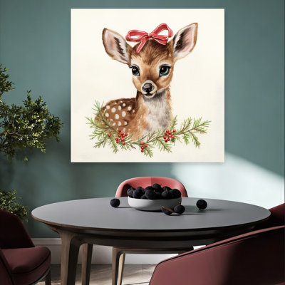Reproduction d'art mural festif, animal contemporain, fleur de cerf