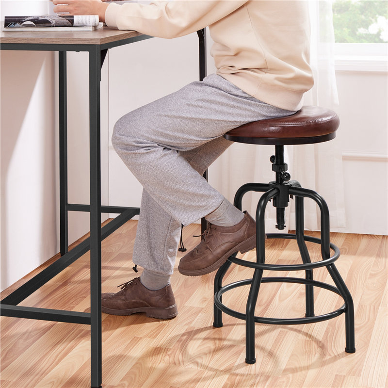 Upholstered Counter Stool with Metal Frame, Brown