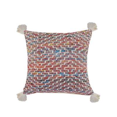 Square Hand Woven Geometric Cotton Blend Throw Pillow Cover