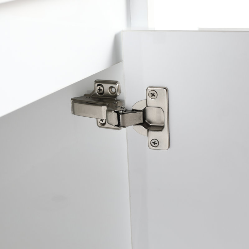 Meuble-lavabo autoportant avec lavabo en résine 24 po, finition blanc brillant, style contemporain avec couleur, apparence