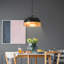 Black Metal Dome Pendant Light with Golden Ring – Modern Ceiling Fixture for Kitchen, Dining & Living Room