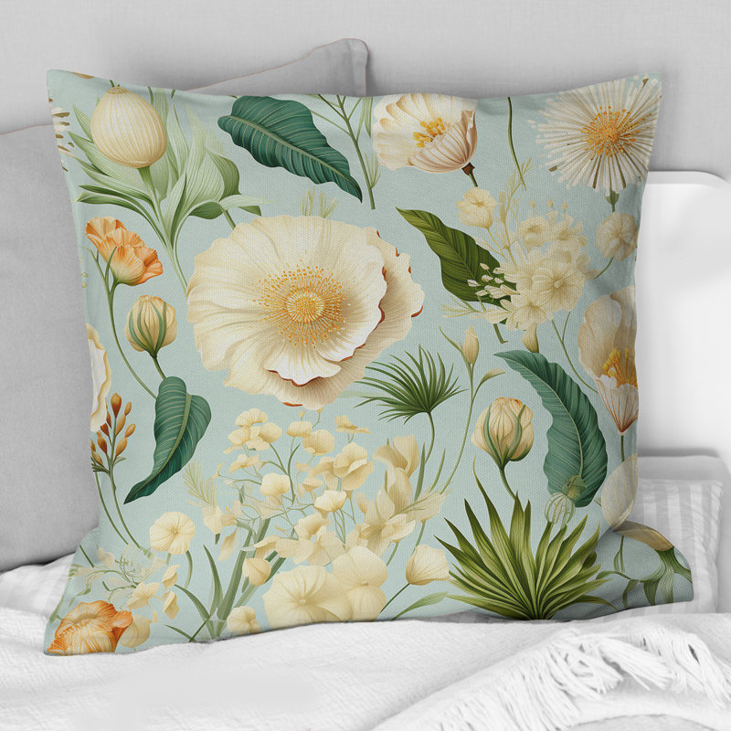 Coussin Seashell Sketches Tropical, H 16 po x l 16 po