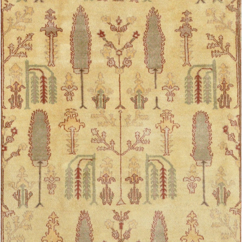 Tapis oriental en laine noué à la main brun clair / beige