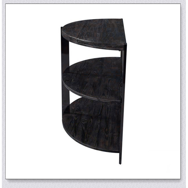 Kalne Console Table Half Moon Shape with 2 Open Shelves