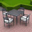 Ensemble de salle à manger haut de gamme en aluminium pour l'extérieur comprenant 4 chaises avec coussin Sunbrella et une table carrée de 40 po avec trou pour parasol