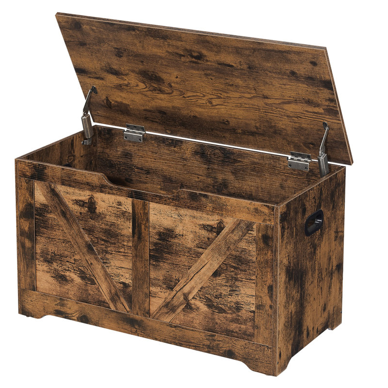 Storage Trunk With 2 Safety Hinges, Brown